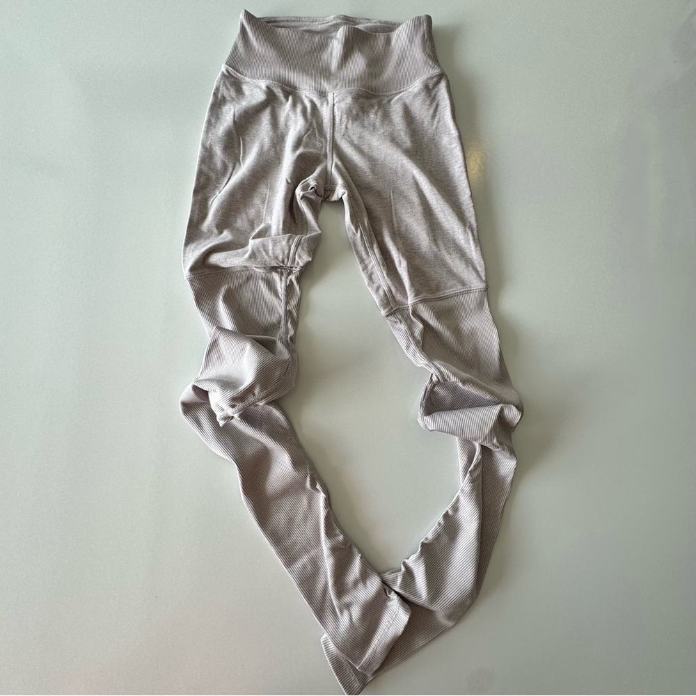 Alo Yoga Goddess Alosoft Leggings in Oatmeal Heather Brown Mid Rise Size SMALL